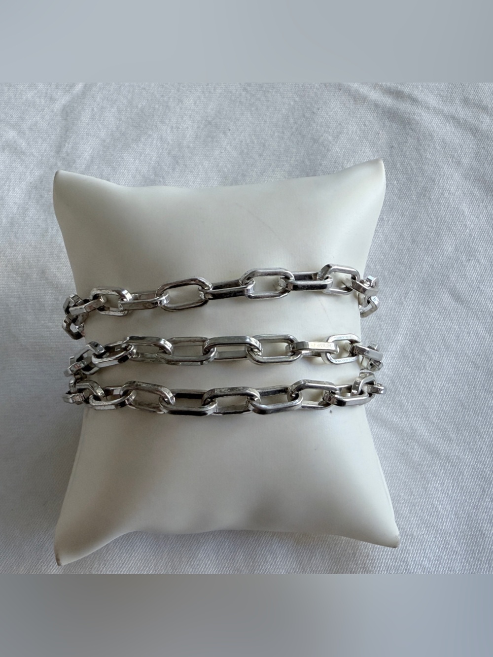 Vintage NAPIER Silver Tone Triple Strand Chunky Link Statement bracelet